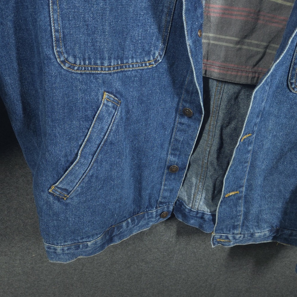 Vtg Faded Glory Denim Barn Coat L Mens 90s Workwear Corduroy Collar Chore Coat - Picture 8 of 16